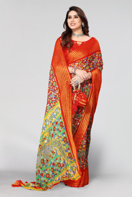 Winza Designer Printed, Self Design Daily Wear Chiffon Saree(Red)