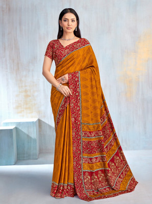Divastri Printed Bollywood Crepe Saree(Mustard)