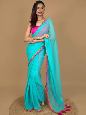keshav piya fab Printed Daily Wear Georgette Saree(Light Green)