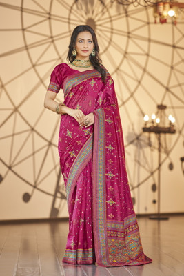Sariya Woven Kanjivaram Jacquard, Organza Saree(Pink)