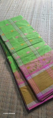 Puspa Fashion Self Design Tant Pure Cotton Saree(Green)