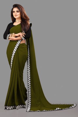 Vijodhya Embroidered Daily Wear Georgette, Art Silk Saree(Dark Green)
