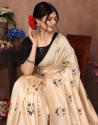 YASHIKA Embroidered Bollywood Art Silk Saree(Brown)