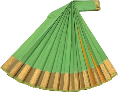 sri amman sarees Solid/Plain Handloom Cotton Silk Saree(Light Green)