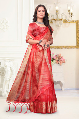 Aarunika LGF Printed Bollywood Organza Saree(Red)