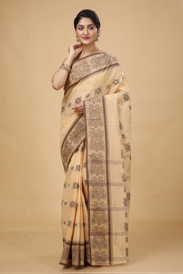 Kanokanjoli Woven Jamdani Handloom Cotton Blend Saree(Multicolor)