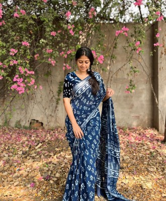 SPOTXY Self Design Kanjivaram Pure Cotton, Cotton Silk Saree(Blue)