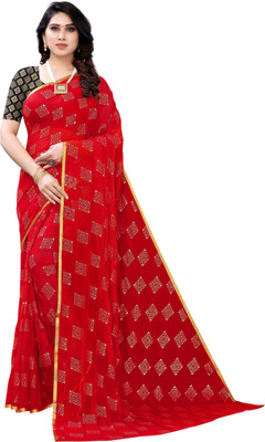 Divastri Woven, Printed Daily Wear Chiffon Saree(Red)