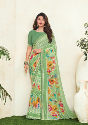 Laxmipati sarees Printed Bollywood Georgette Saree(Green)