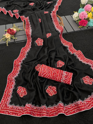 ZOYAL ENTERPRISE Printed Bollywood Silk Blend Saree(Black)