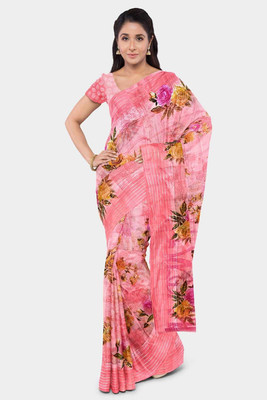 Classy Foriever Printed Daily Wear Cotton Blend Saree(Pink)