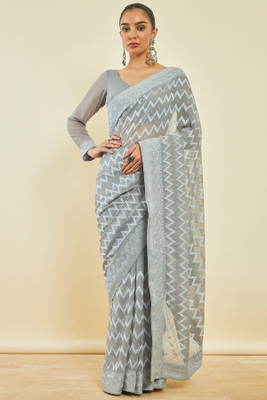 soch Embroidered Bollywood Georgette Saree(Grey)