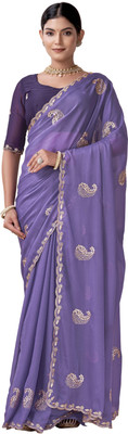 LAJEELEE Embroidered Bollywood Silk Blend Saree(Magenta)