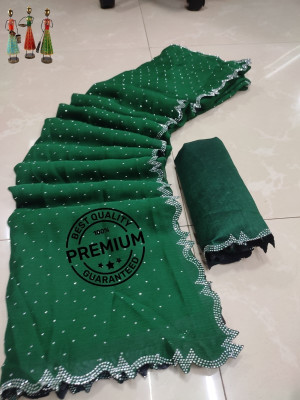 Sareez House Solid/Plain Bollywood Georgette Saree(Green)