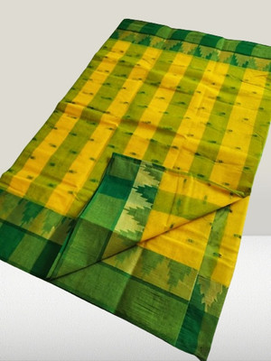 Dutta Printed Tant Pure Cotton Saree(Gold)