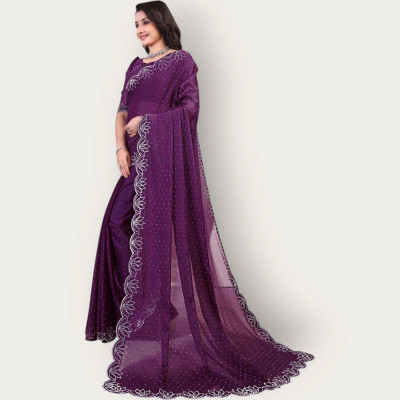 Grammystyle Embroidered Bollywood Georgette Saree(Purple)
