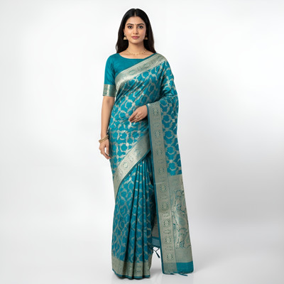 kushwaha enterprises Woven, Printed, Self Design Bollywood Art Silk Saree(Blue)