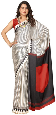 Virendra Textiles Striped Bollywood Satin Saree(Multicolor)