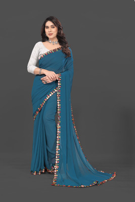 Manan Creation Embellished Bollywood Georgette, Chiffon Saree(Multicolor)