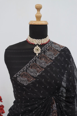KHRITI FAB Embellished Bollywood Georgette Saree(Black)
