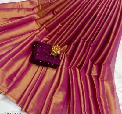 JAY BHAWANI TEX FAB Solid/Plain Banarasi Art Silk Saree(Black)