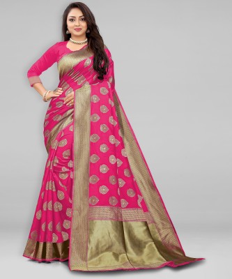 Kedar Fab Woven Banarasi Jacquard Saree(Pink)