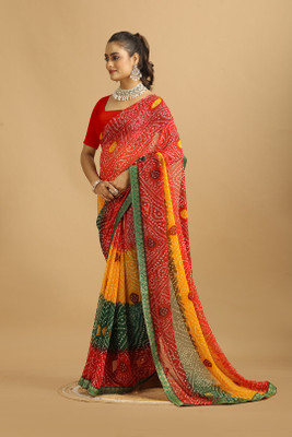 MAHARAJ SAREES Printed Bollywood Georgette Saree(Multicolor)