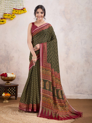 RekhaManiyar Printed Bollywood Viscose Rayon Saree(Light Green)