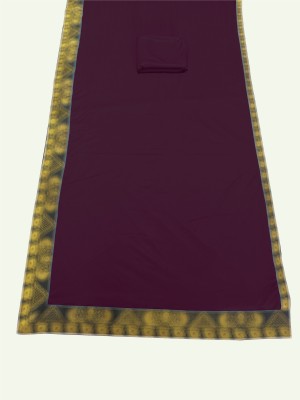 Chhavi Fashion Solid/Plain Banarasi Lycra Blend, Chiffon Saree(Purple)