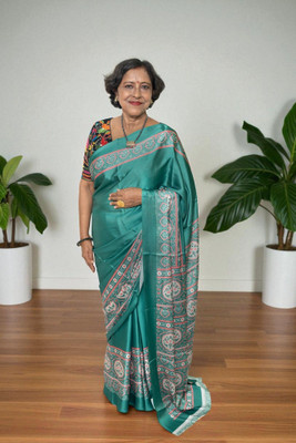 SnehaFashion Creation Printed, Woven Daily Wear Silk Blend Saree(Green)