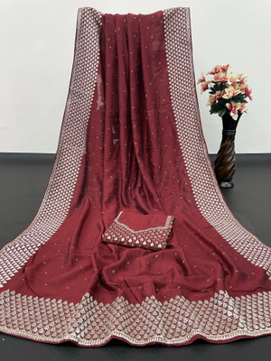 DEV SHREE SILK Woven Bollywood Georgette Saree(Maroon)
