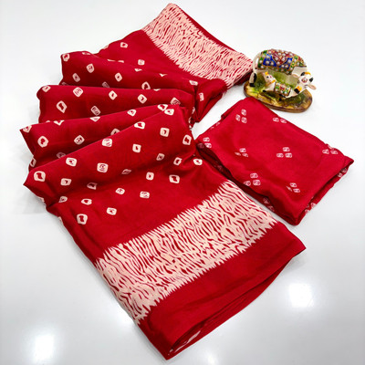 Saraswati Fab Printed Kalamkari Jacquard Saree(Red)
