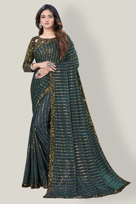 SHREE FASHIONFAB Self Design Bollywood Net Saree(Green)