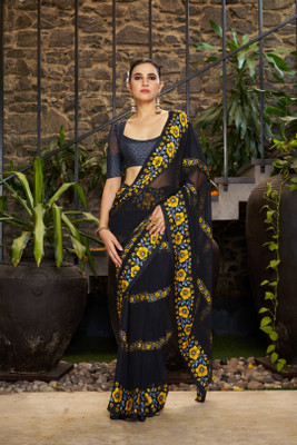 Sitanjali Printed Bollywood Georgette Saree(Yellow)