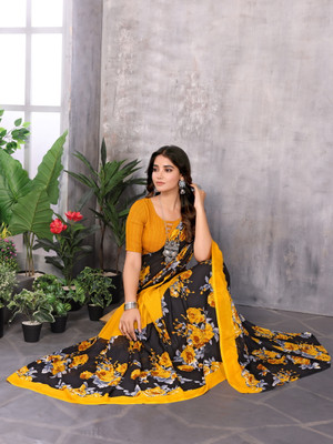 YASHIKA Printed Daily Wear Georgette Saree(Yellow)