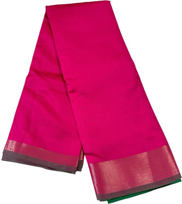 Montauk Fabians Solid/Plain Handloom Dupion Silk Saree(Pink)