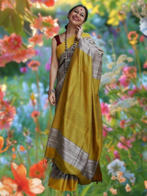 SARADA HANDLOOM Solid/Plain Daily Wear Pure Cotton Saree(Grey)