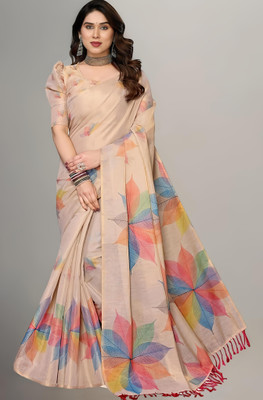 VCREATION Digital Print Bollywood Chanderi Saree(Multicolor)
