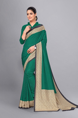 Novus Knitting Printed Mysore Art Silk Saree(Green)