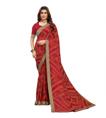 maayro Printed Bollywood Georgette Saree(Red)