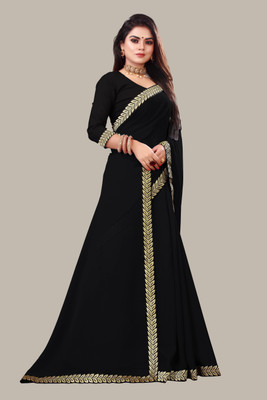 Aai shree khodiyar Embellished Daily Wear Georgette Saree(Black)