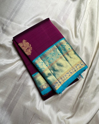 WOMENELEGENCE Printed Banarasi Pure Silk Saree(Purple)