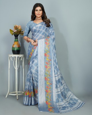 Divastri Printed Bollywood Chiffon Saree(Grey)