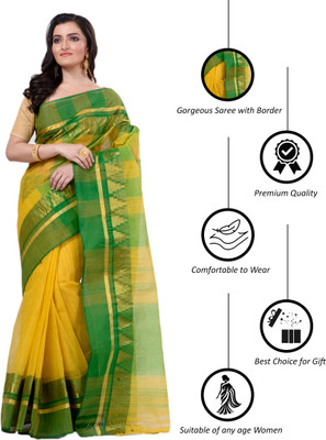 Ruuprekha Self Design Tant Pure Cotton Saree(Yellow)