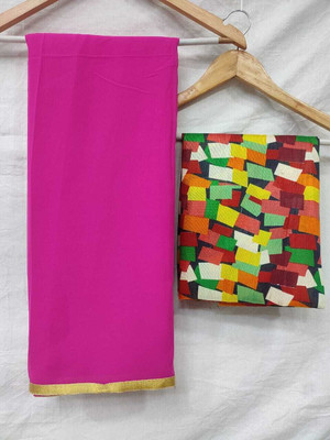 HouseOfCommon Solid/Plain Bollywood Georgette Saree(Multicolor)