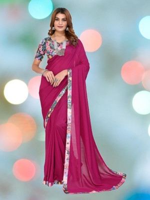 NESHVI ENTERPRISE Solid/Plain Bollywood Georgette Saree(Magenta)