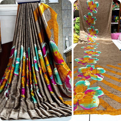 Fancy Fab Printed Daily Wear Cotton Silk Saree(Grey)