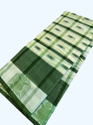 kunduhouse Self Design Tant Pure Cotton Saree(Orange, Green)