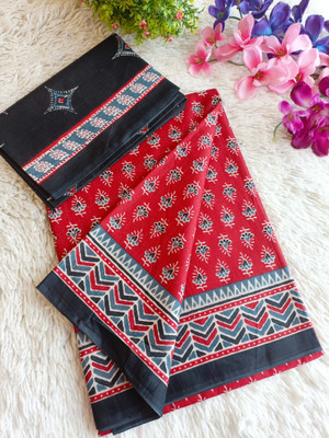 RAGISHA ENTERPRISE Printed Handloom Cotton Silk Saree(Red)
