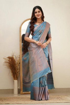 pavanputra fab Solid/Plain Banarasi Jacquard Saree(Light Blue)